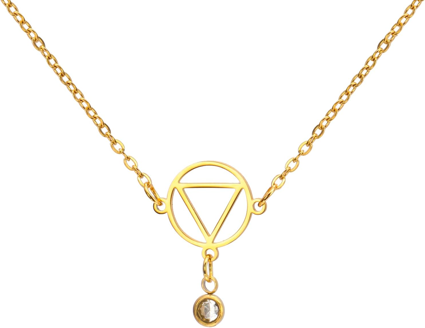 EUEAVAN Alcoholics Anonymous AA Necklace Circle Triangle Healing Pendant Sober Recovery Jewelry New Beginnings Sobriety Gift for Women