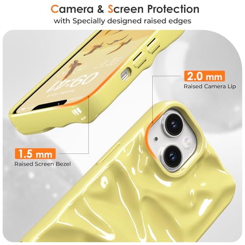 ZCDAYE Glossy Water Ripple Case for iPhone 13/14, Cream Yellow - image 3