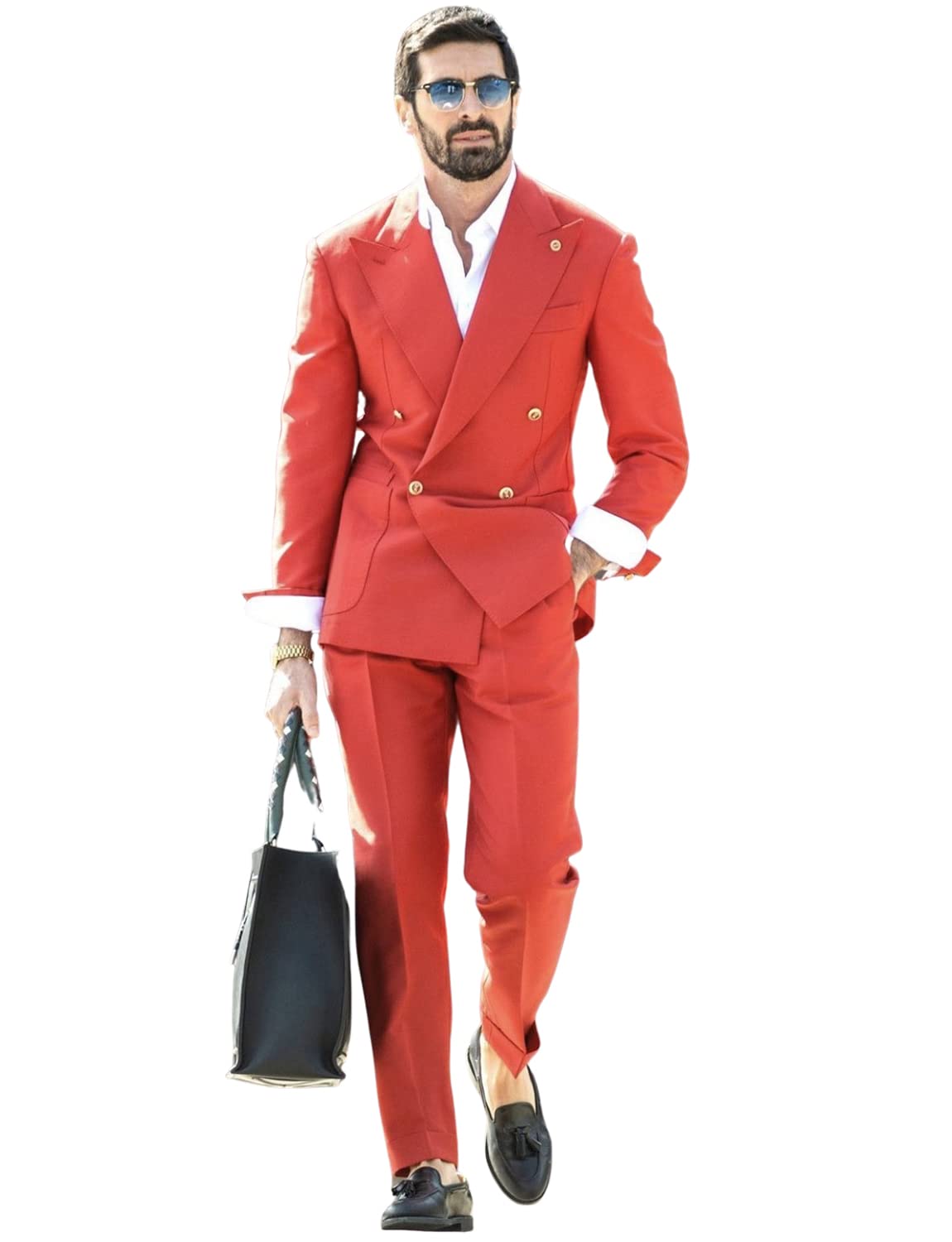 Uomo Vestito Uniforme Doppio Petto Giacca e Pantaloni Lavoro d'ufficio