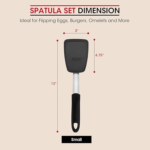 Miniatura 2 de Unicook Espátula de silicona flexible, volteador, 600 F, resistente al calor, ideal para voltear huevos, hamburguesas, crepes y más, pequeña