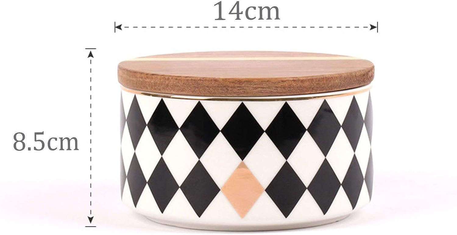 Sucrier, sucrier avec couvercle, récipients hermétiques en céramique for le stockage des aliments for la farine et le sucre, ensembles de boîtes noires for le comptoir de cuisine, pot central en diama