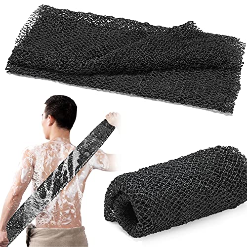 African Net Long Bath Net Sponge,JASSINS African Bathing Sponge,Body Exfoliating Long Net Shower Body Scrubber Back Scrubber Skin Smoother,Stretch Length to 66 INCH (Black)