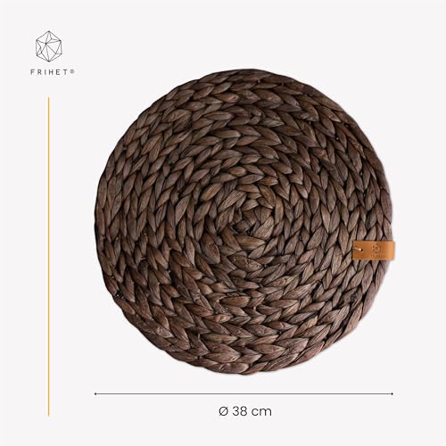 Set de table rond jacinthe d'eau marron 38cm dessous d'assiette tressé lot de 6 - 3