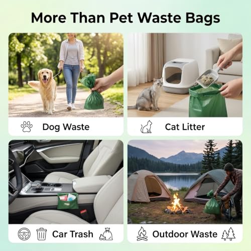 Image of Green Dog Waste Bags, Poop Bags Rolls(180 count) | Extra Thick and Leak-Proof Poop Bags for Dogs&Cats,12 Rolls