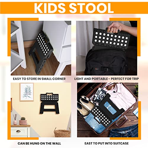 Utopia Home Folding Step Stool - (Pack Of 1) Foot Stool With 9 Inch Height - Holds Up To 300 Lbs - Lightweight Plastic Foldable Step Stool For Kids, Kitchen, Bathroom & Living Room (Black) #TOP5