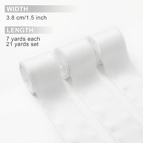 Vista 70 de Burgundy Dark Red Silk Ribbon 1-1/2 Inch x 21Yds Handmade Fringe Silky Chiffon Frayed Fabric Ribbon for Gift Wrapping, Flower Bouquet, Wedding