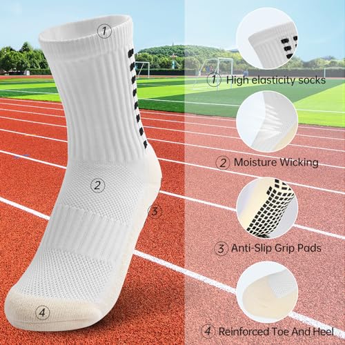 Yufree 4 Pairs Youth Grip Soccer Socks Grip Socks Kids Boys Girls Athletic Sport for Baseball Football Basketball3