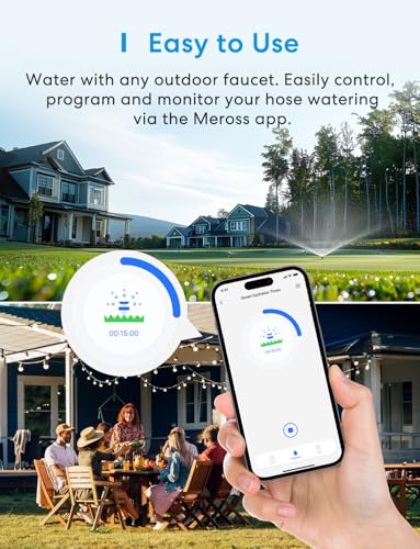 Image of meross WiFi Water Hose Timer, Smart Sprinkler Timer with Brass Inlet & Outet, Work with Apple Homekit, Alexa & Google Assistant, Watering Timer for Lawn, Garden, Yard and Pool, Hub Required