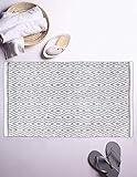 Ramanta Home 100% Cotton Diamond Handwoven Reversible Rug 21x34 Inch– Grey| Soft Washable Area Rug for Bathroom, Kitchen, Bedroom, Entryway | Durable Lightweight Handmade Accent Floor Mat | Boho Décor