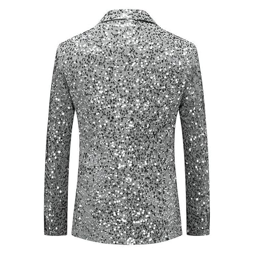 Mens Fashion Sequin Blazer Tuxedo Sport Coats Slim Fit Shiny Sequins Dress Suit Jacket for Prom Party Dinner4