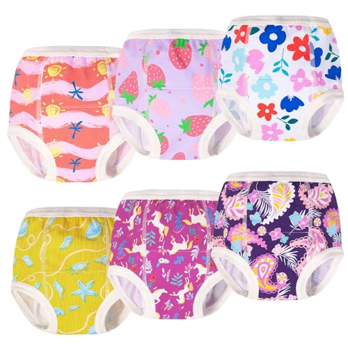 Image of ALVA ALVABABY 6 Packs Potty Training Pants Cotton Absorbent Floral Toilet Training Underwear For Toddler Boys And Girls 2T 3T 4T
