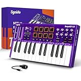 Synido USB C MIDI Keyboard Controller 25 Keys with 8 Backlit Drum Pads, OLED Screen, Portable MINI MIDI Keyboard for Music Production – Purple, TempoKEY K25