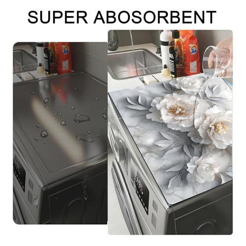 Image of Washer and Dryer Covers for the Top, Non-slip Dryer Top Protector Mat, Dust-proof Washing Machine Cover, 23.6 inch x 19.7 inch (Luxury style, 23.6 inch x 19.7 inch)