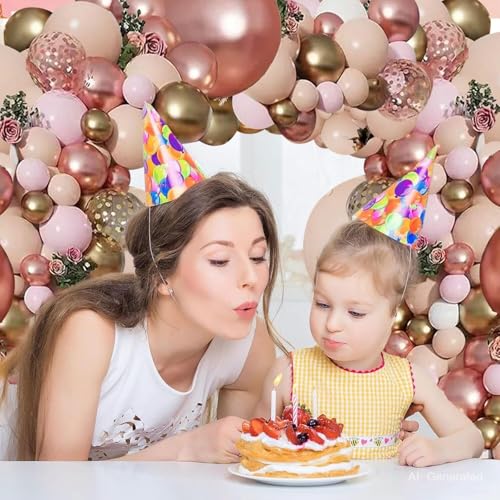 Image of Zesliwy Rose Gold Pink Balloon Garland Kit, Nude White Gold Confetti | Pastel Pink Gold Metallic Nude White Rose Gold Confetti Balloons, for Bridal Shower Wedding Birthday Princess Party Decor