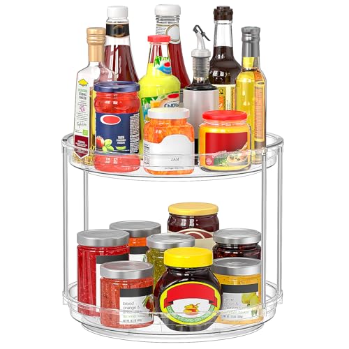 Drucilla 2 Livelli Portaspezie Girevole, 23.5cm Vassoio Girevole Cucina, 360° Vassoio Rotante, Piatto Girevole Porta Tutto, Piatto Girevole Frigorifero per Spezie, Snack, Frutta