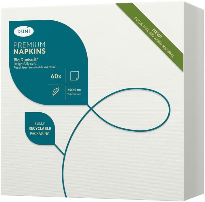 BIO Dunisoft Dinner Napkin White - 40x40cm 4 Fold (Pack 360)