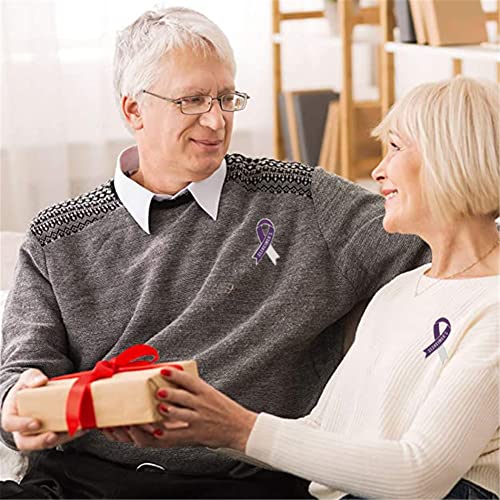Broche Alzheimer en forme de ruban violet en émail pour femmes et groupes de soutien, Métal – vue 7