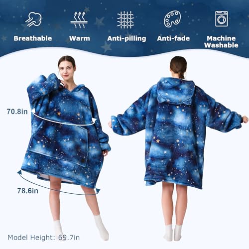 THREE POODLE Wearable Blanket Hoodie for Women, Oversized Sherpa Sweatshirt Blanket for Adults Men, Cozy Hooded Blankets, Gifts for Teen Girls Women Mom Sister