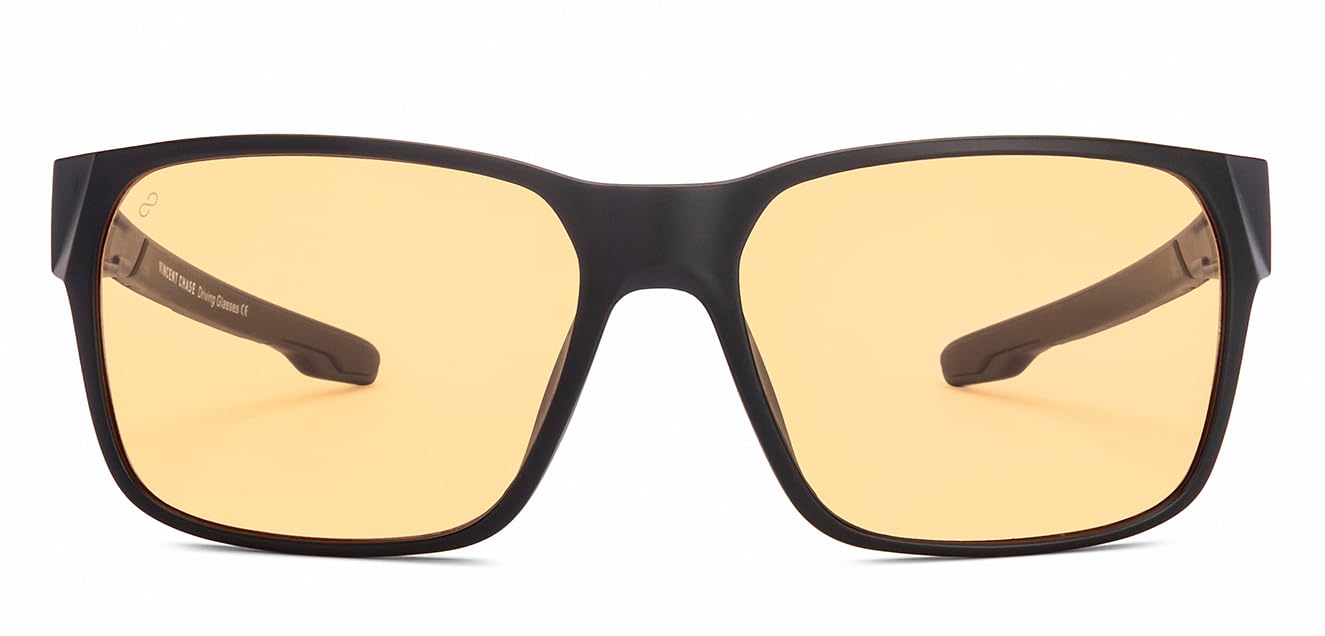 Vincent Chase By Lenskart | Black Yellow Full Rim Square | NIGHT DRIVING GLASSES | Branded Latest and Stylish Sunglasses | 100% UV Protected | For Men & Women | Medium | VC S14462 - Image 2 thumbnail