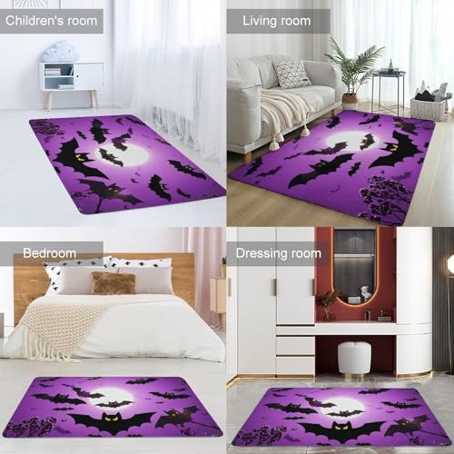 Tapis de bain super absorbant violet motif chauve-souris pour douche et baignoire - 5