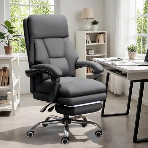 Silla de oficina ejecutiva ergonómica con altura ajustable y reposapiés para mayor comodidad y apoyo