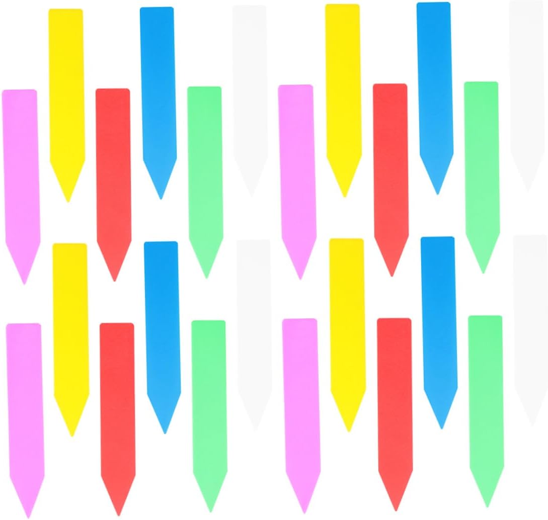 NUOBESTY 600pcs Waterproof Plastic Plant Tags Garden Labels Stakes for Succulents and Flowers, 10x1.8cm Colorful Plant Markers for Outdoor Gardening and Nursery Use