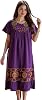 Loungees Women’s Lounge Dress - Boho Midi Muu Muu Dress with Printed Border, Relaxed Fit Crinkle Cotton Gauze, Side Pockets
