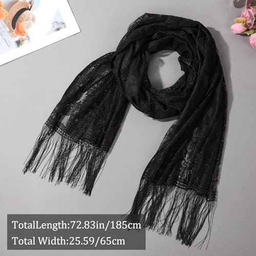 Black Lace Shawl Wraps for Women Shoulder Wraps for Dresses Ladies Black Scarf Formal Dress Cover Up Shrug Evening Parties Wedding Shawls Shall Long Stylish Shawl Formal Dresses Shrug3