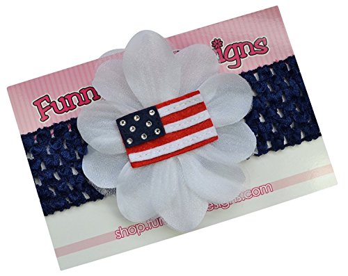 Funny Girl Designs 4th of July American Flag Baby Flower Headband2