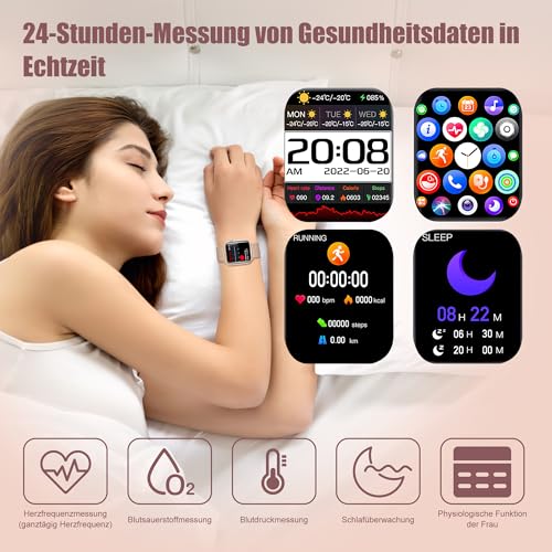 Foto von Tisoutec Smartwatch Damen Herren,Fitnessuhr Tracker mit Telefonfunktion 1.85