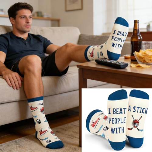 image for GOLIN Novelty Hockey Socks for Men Women Teens, Funny Senior Night Gif