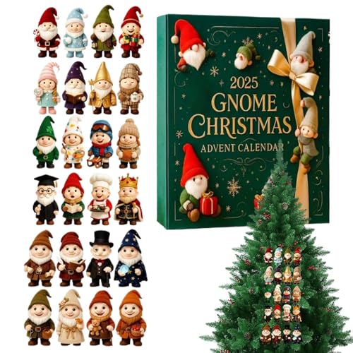 Juguete de Calendario de Adviento de Navidad 2025 - Navideño De Acrílico Plano 2D | Calendario De Cuenta Atrás De 24 Días Con Figuritas De Duendes | Para Hombres Mujeres Niños Niñas y