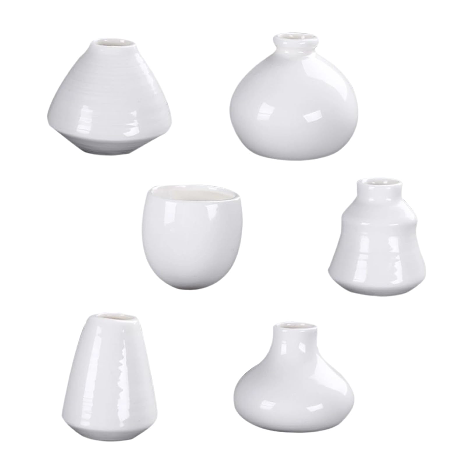 DOSERTY Pack Of 6 Miniature Ceramics White Vases Planter Fridge Magnets Flower Pots Ornaments For Refrigerator Decors