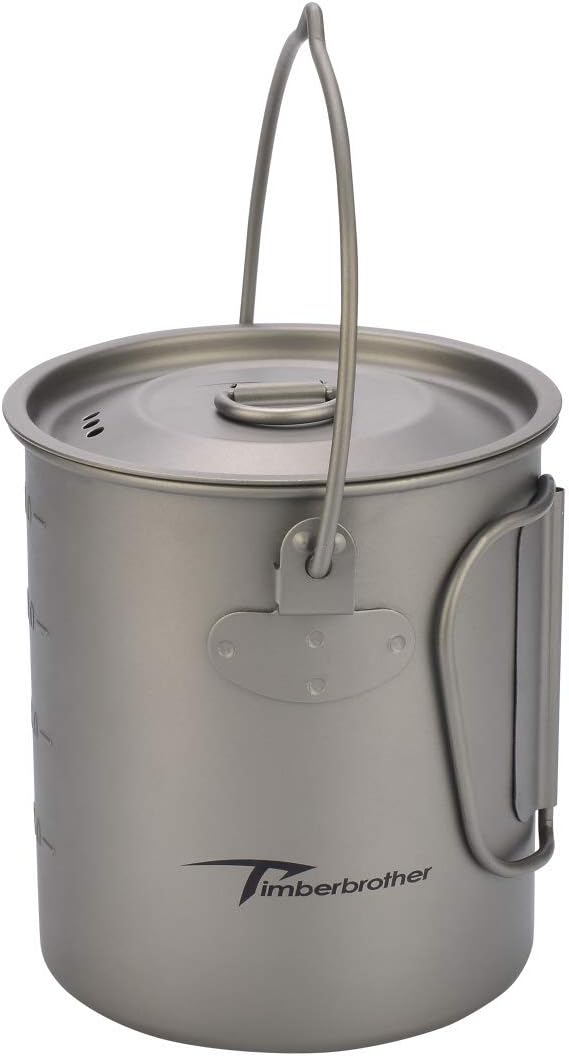 Timberbrother 250ml-900ml Titanium Cup Camping Mug Foldable Handle Titanium Pot with Lid