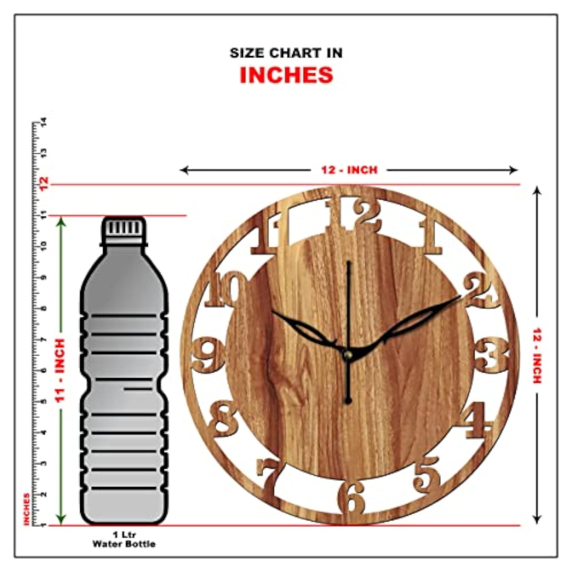 30CmX30Cm MDF Wood Round Wall Clock, Beige