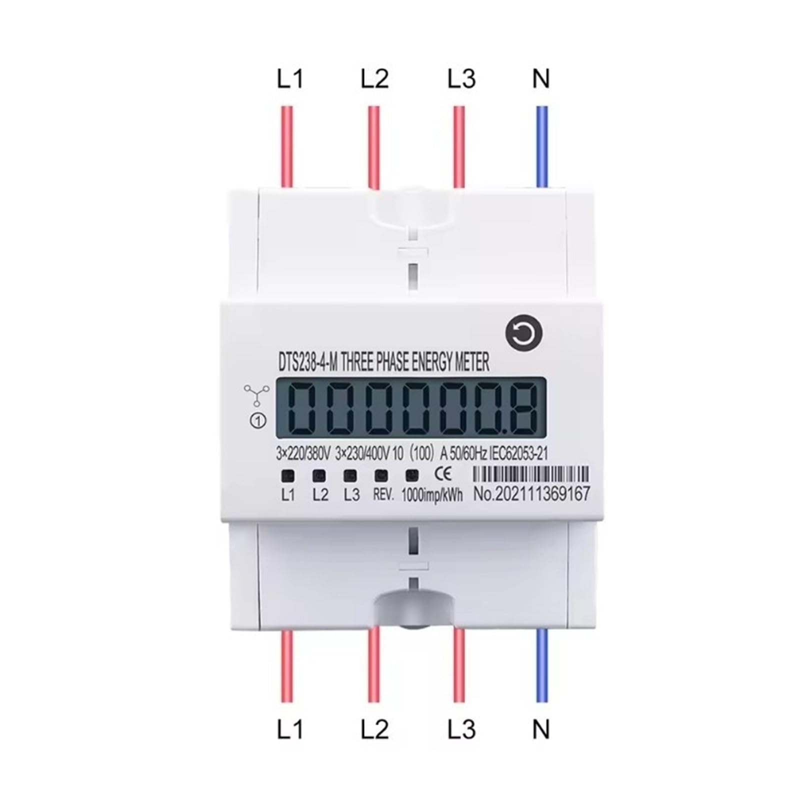 Licznik energii 4P 10(100) A 1,5(6) A trójfazowy na szynie DIN KWH 50/60Hz