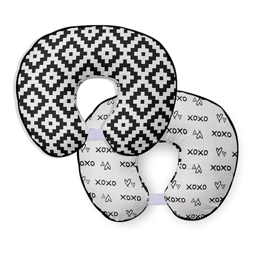 Bacati Love Nursing Pillow Cover, Black/White