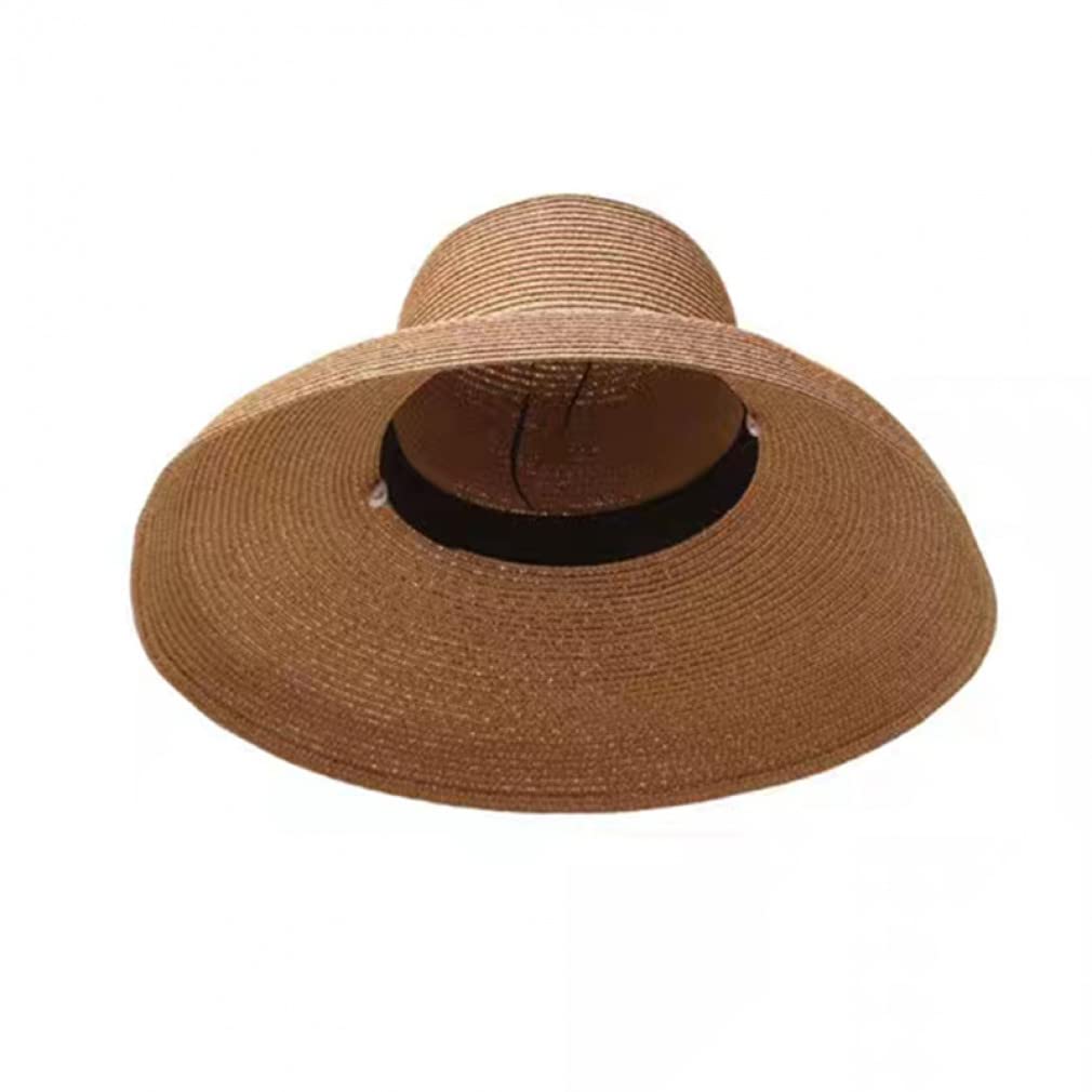 Cappello da Donna Estivo Femminile Cappello di Paglia Laterale Largo Cappello da Spiaggia per Vacanze in Spiaggia Tinta Unita Cappello da Sole Grande