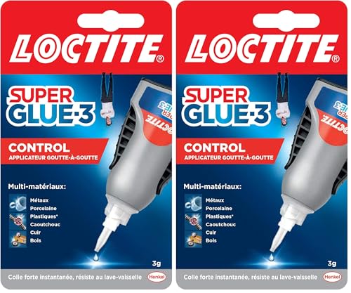 Loctite Super Glue-3 Control, Colle instantanée surpuissante avec débit contrôlé, Colle universelle pour la plupart des matériaux, colle liquide dans un...