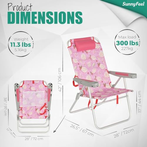 Image of SUNNYFEEL Tall Beach Chair for Adults, High Back High Seat Folding Chairs