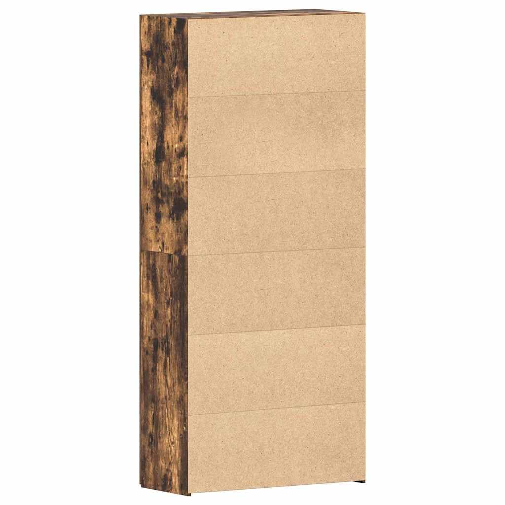 Zapatero multicolor 80 x 35,5 x 180 cm, de madera, zapatero con puertas al ras y asas en D, espacio de almacenamiento estable para zapatillas y botas, mueble de fácil cuidado