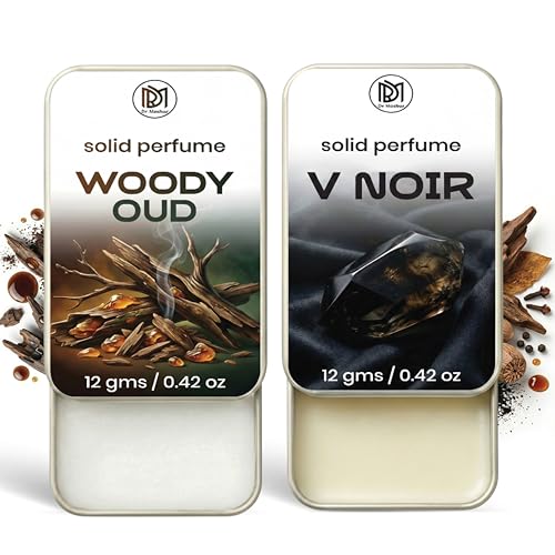 Image of Dr.Mashur Solid Perfume |V Noir&Woody oud Alcohol Free Wax Perfume Balm, Long Lasting | Pocket Tin 12g, Pack Of 2| Non Greasy Smooth Glide, Travel Friendly Men And Women