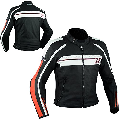 A-Pro Lederjacke Thermofutter Motorrad Sport Touring CE Protektoren Jacke Orange XL