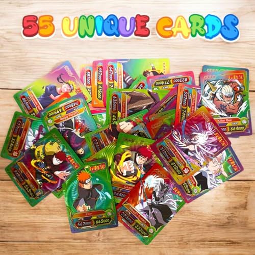 Image of Naruto Anime Card Desk Pack | 55 Foil Collectible CCG Cards | Premium Anime Playing Cards for Fans, Display & Gifting (Naruto - Rainbow)
