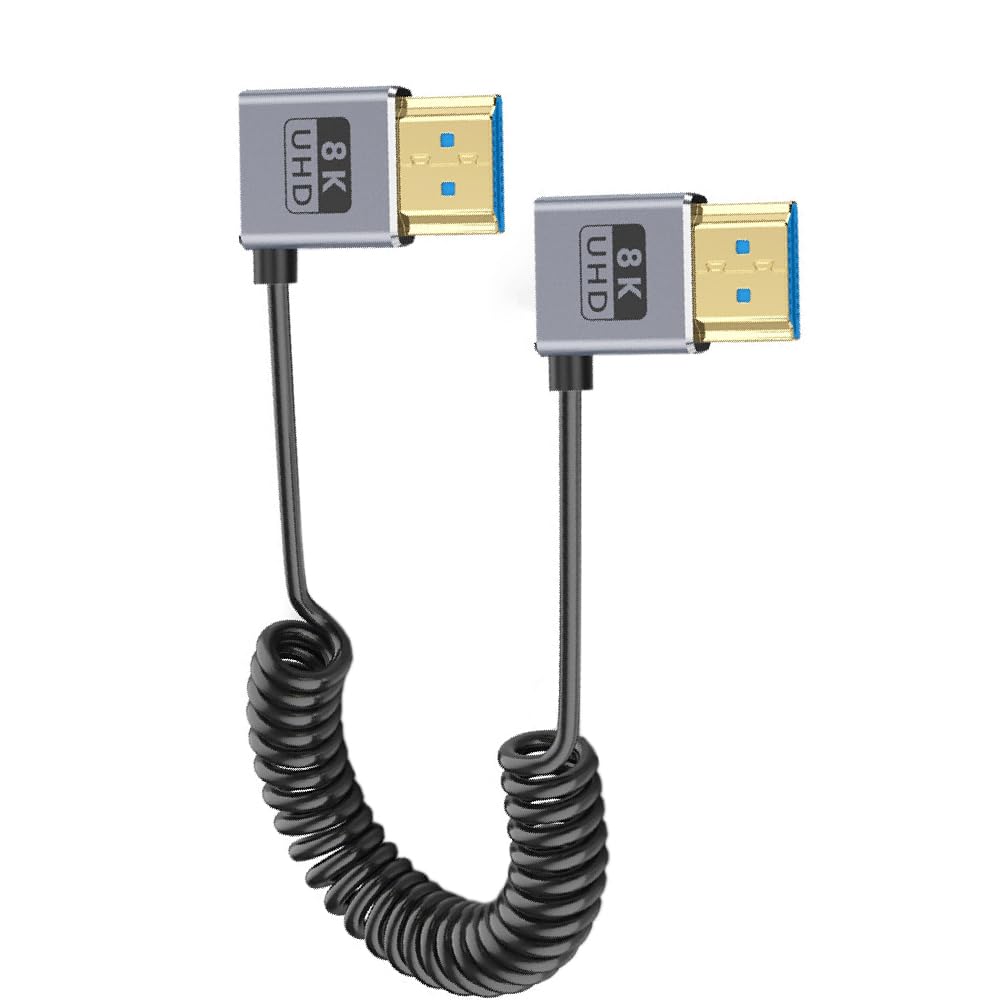 Cable coaxial HDMI 8K de 48 Gbps con conector en codo y HDR dinámico 7