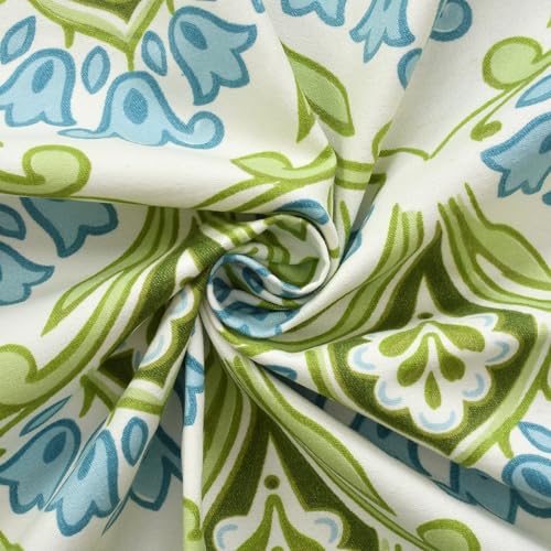 Image of VOMZER 5-Piece Premium Printed Bedsheet Set 300 TC King Size | Cotton Blend Modern Design Flat Bedsheet, Aqua Mint