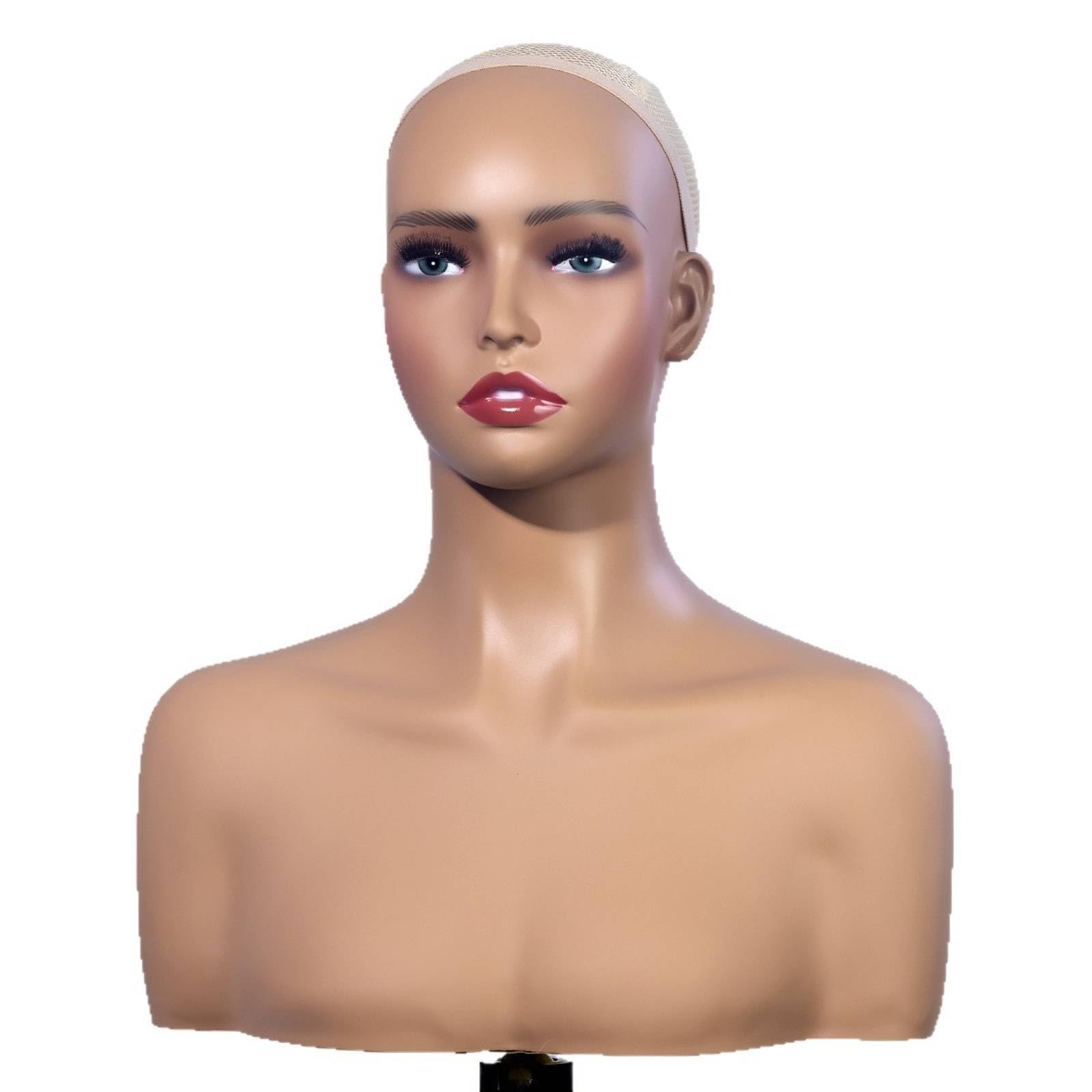 Buste mannequin perruque moulé avec épaules silhouette arrondie pour coiffure et photo