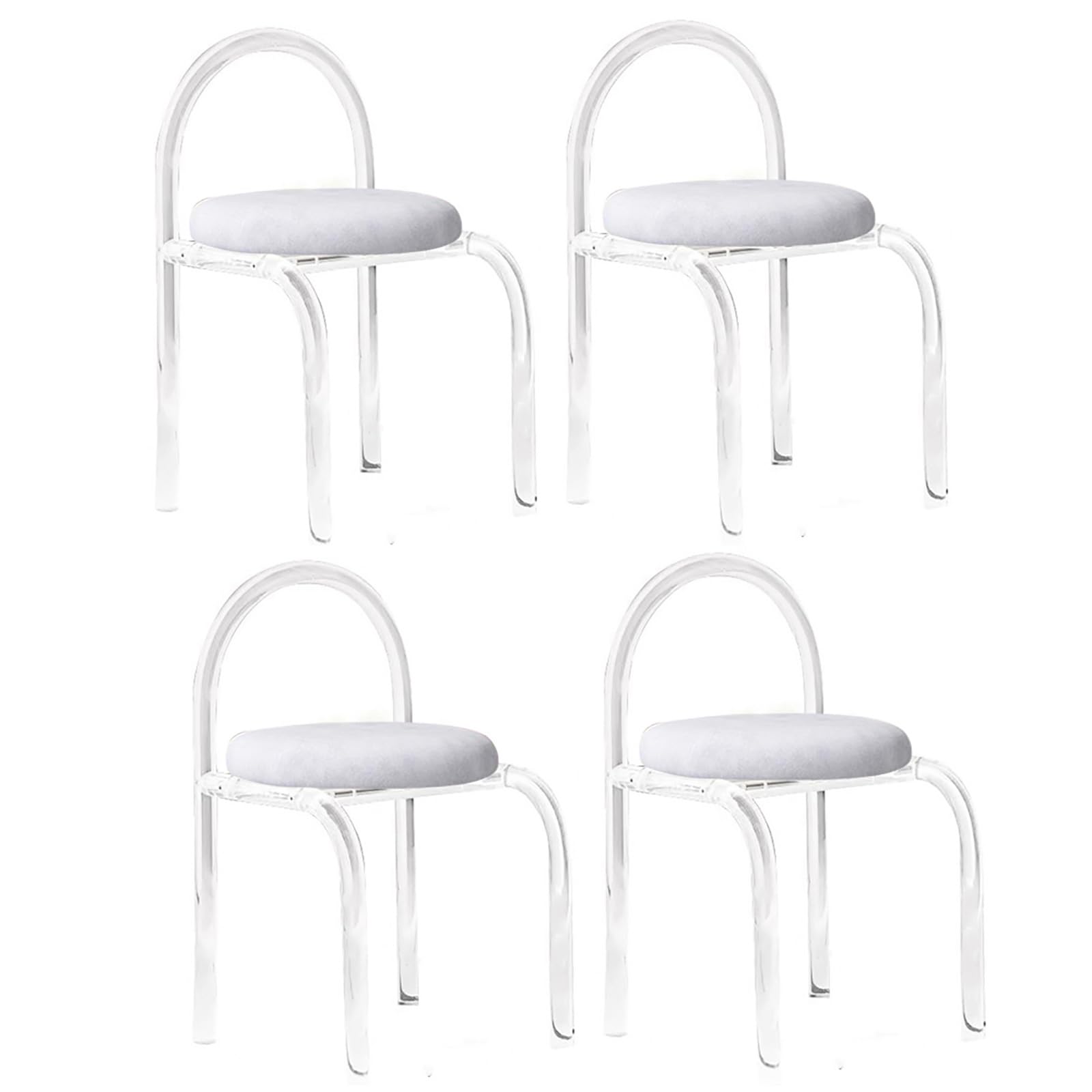 Esszimmerstuhl aus Acryl, 4er-Set – Moderne Samt Polsterstühle für Esszimmer, klare Beine, Küche, Waschtisch, Schlafzimmer – Armloser Barstuhl
