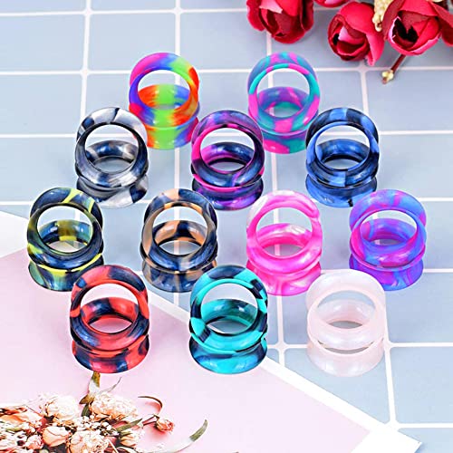 100pcs Colorful Silicone Ear Gauges Plugs Double Flared Ear Tunnels Stretchers Ear Piercing Jewelry 2g-3/43