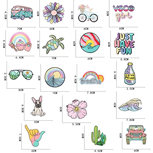 18Pcs Colorful Iron On Patches Flower Cactus Car Decorative Sew On Embroidered Patches Appliques 18 Styles Floral Diy Arts Crafts Decoration Embroidered Patches For Clothing Jeans Caps Bags Repair #TOP6
